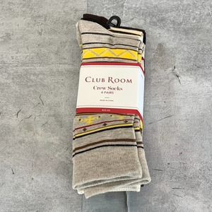Club Room Men's Tan/Brown Holiday 4-Pack Crew Socks SZ 8-13
